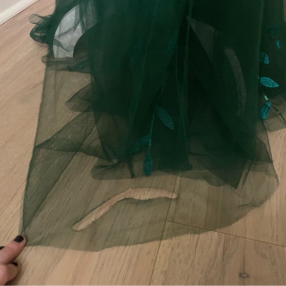 Ever Pretty Emerald Gown V-Neck Leaf Sequin Mermaid Formal Evening Dress w Tulle - Picture 11 of 11